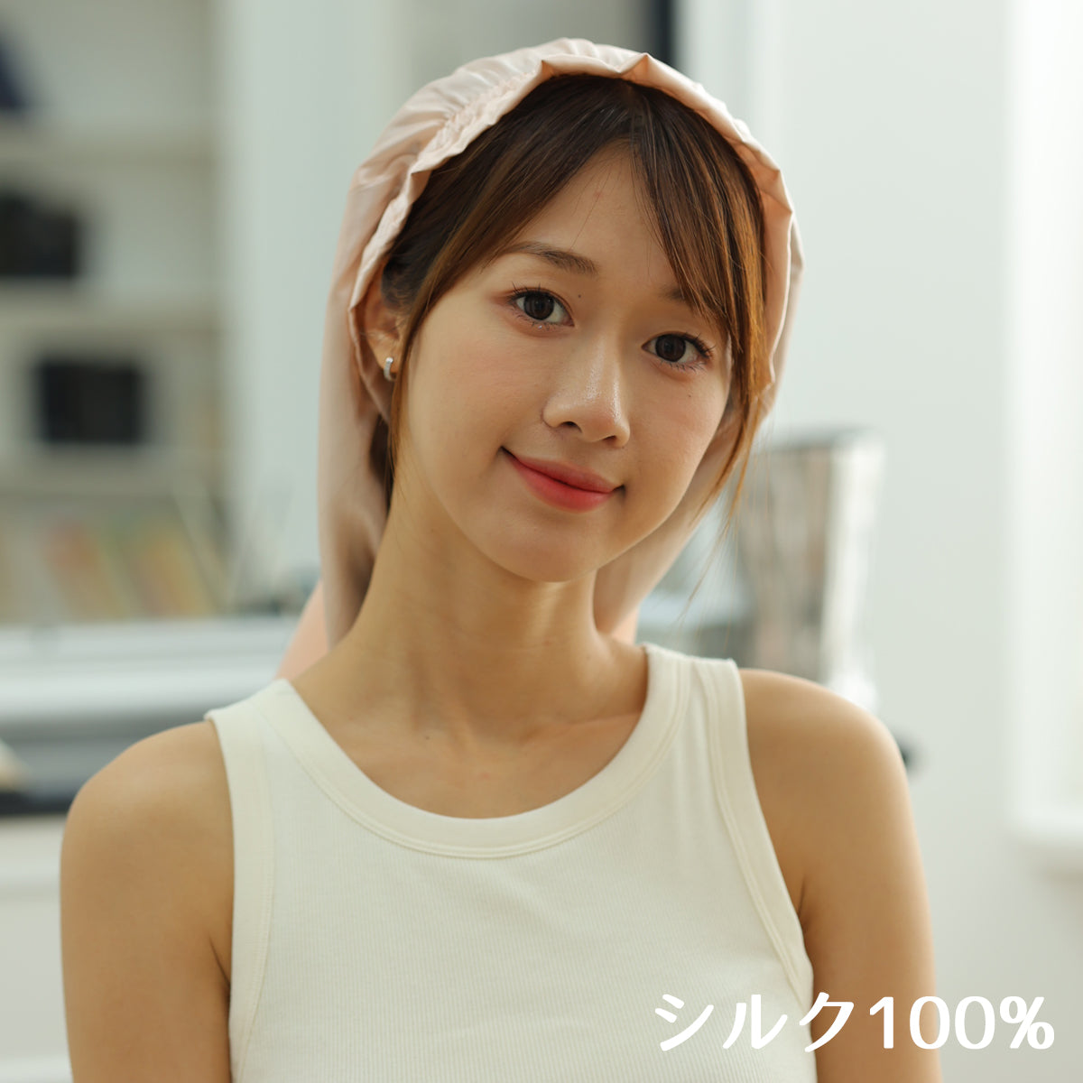 産後のママの味方、抜け毛防止シルクナイトキャップ(スーパーロングヘア用)