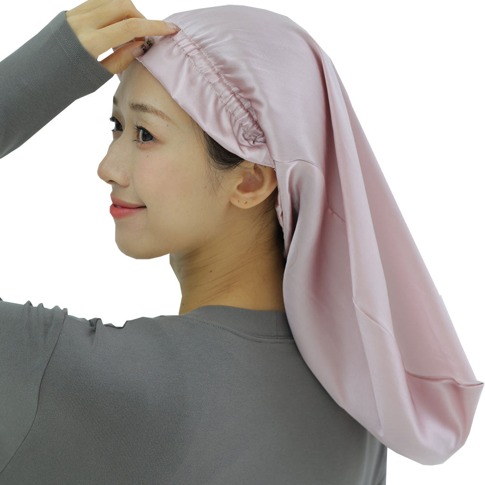 産後のママの味方、抜け毛防止シルクナイトキャップ(スーパーロングヘア用)