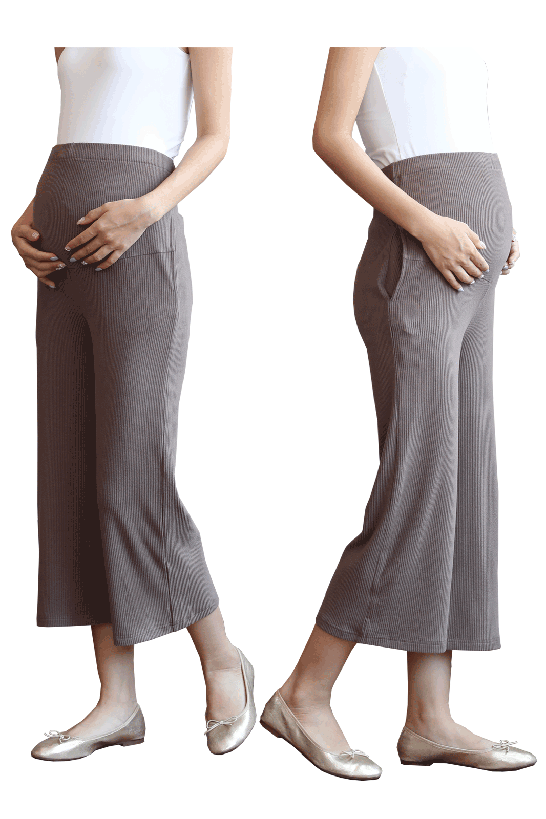 妊婦さんのためのマタニティワイドパンツ(厚手生地 春・秋向け)