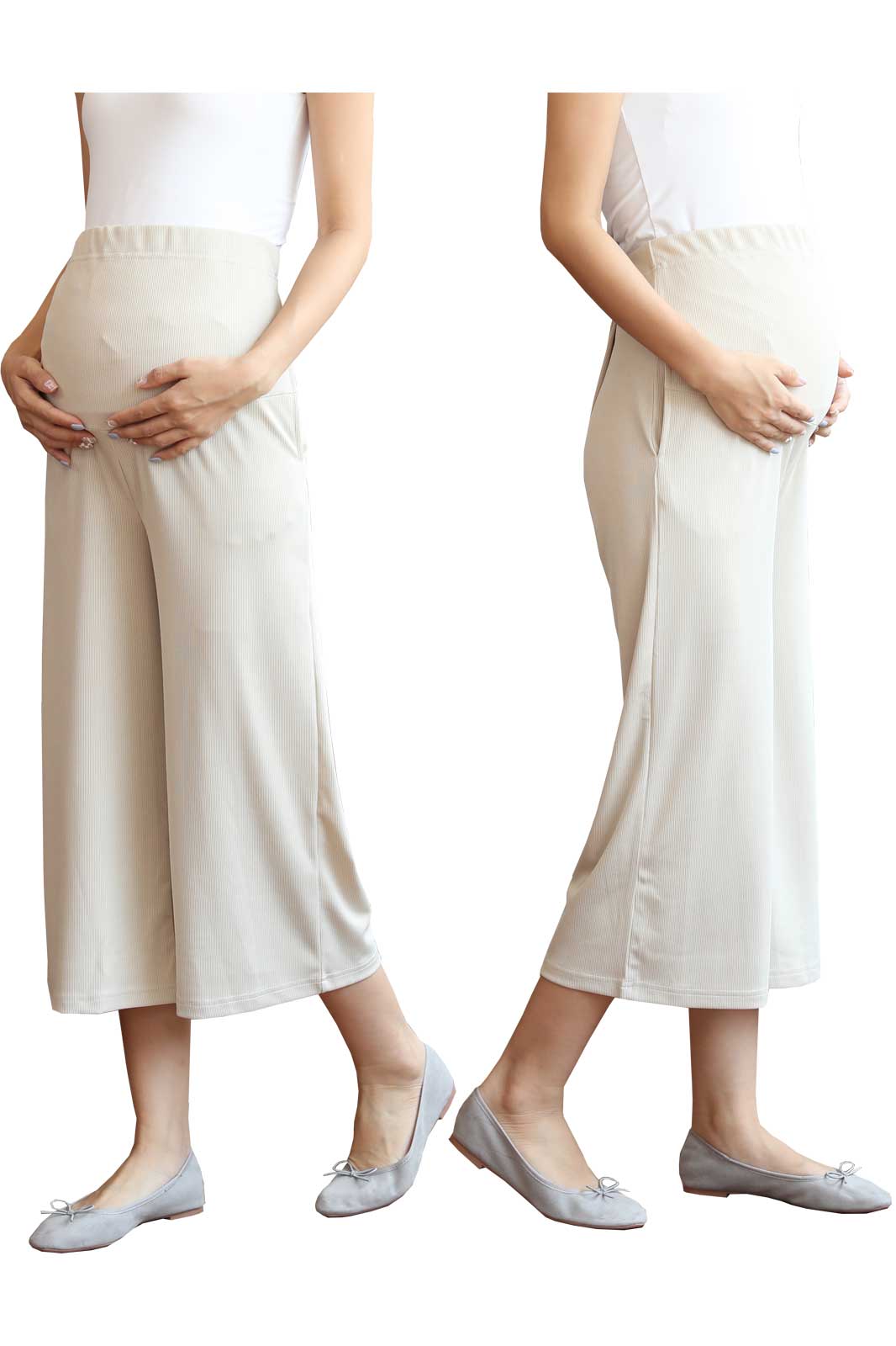 妊婦さんのためのマタニティワイドパンツ(生地は普通の厚さ 夏向き)