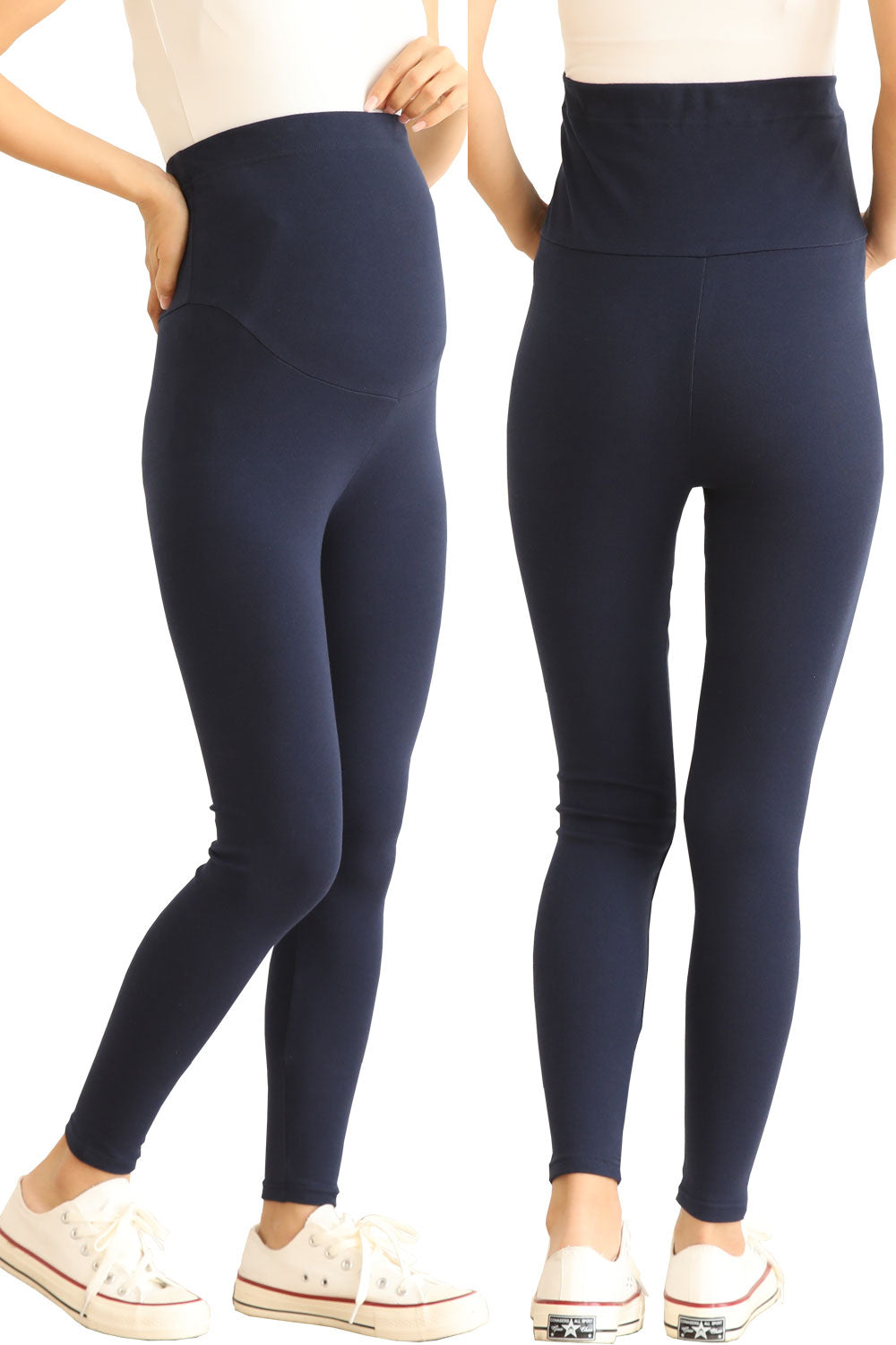 妊婦さんのための締め付けなしマタニティレギンス 産後でも履けるウエストゴム調節仕様【春・夏・秋におすすめ】