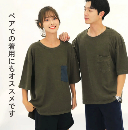 大きいサイズまでサイズ展開 ペアルック ビッグTシャツ ルームウェア ワンマイルウェア メンズ (M～5XL）