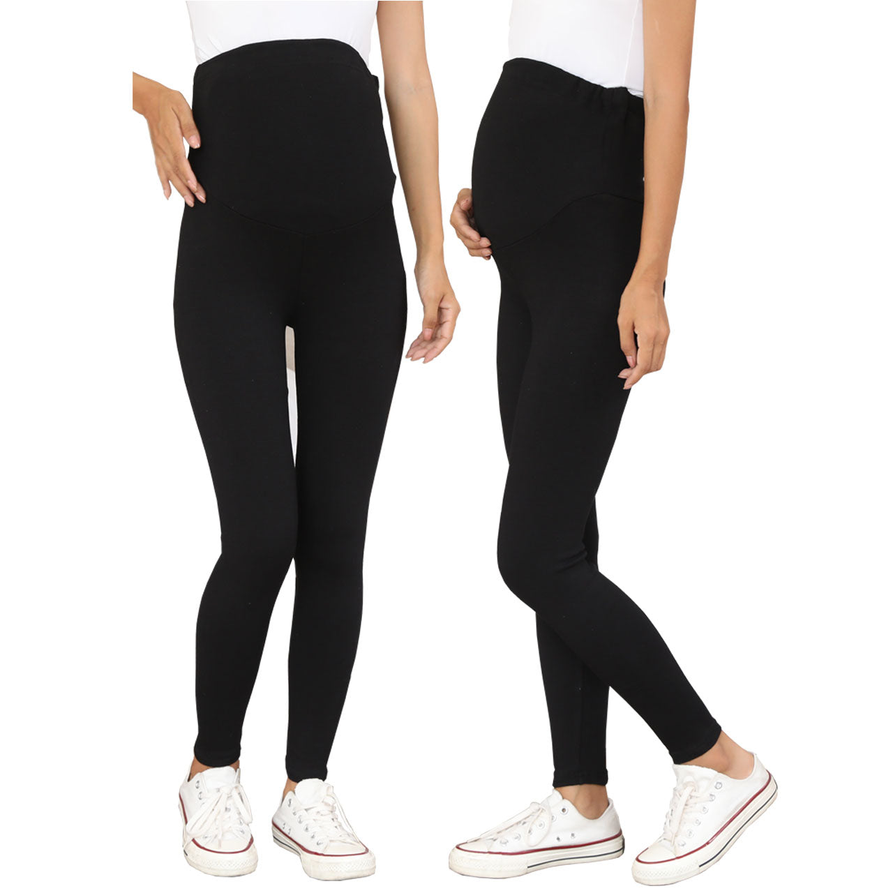 妊婦さんのための締め付けなしマタニティレギンス 産後でも履けるウエストゴム調節仕様【厚手裏起毛 春・秋・冬におすすめ】