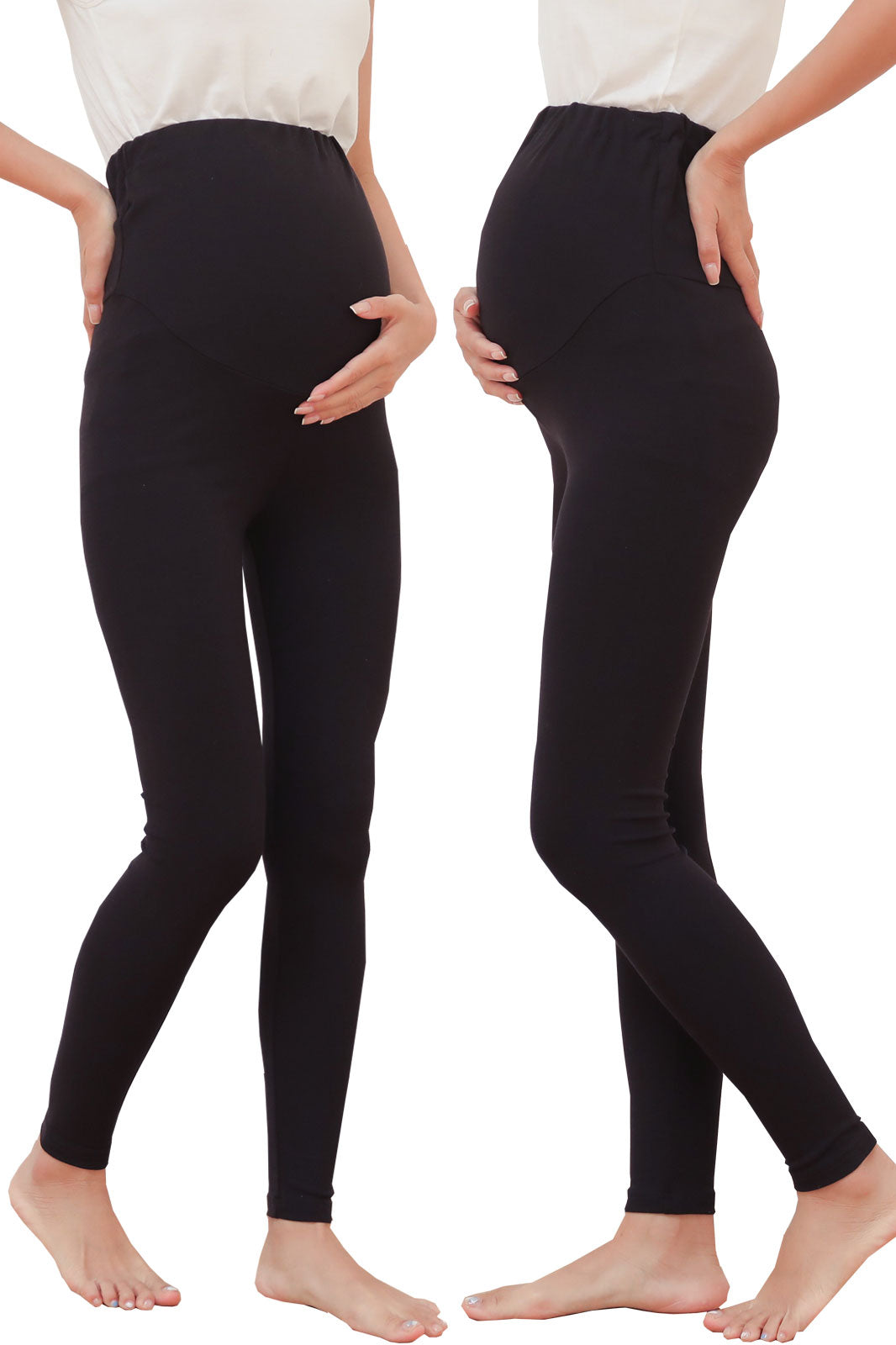 妊婦さんのための締め付けなしマタニティレギンス 産後でも履けるウエストゴム調節仕様【肌触りが良いレーヨン素材 オールシーズン】