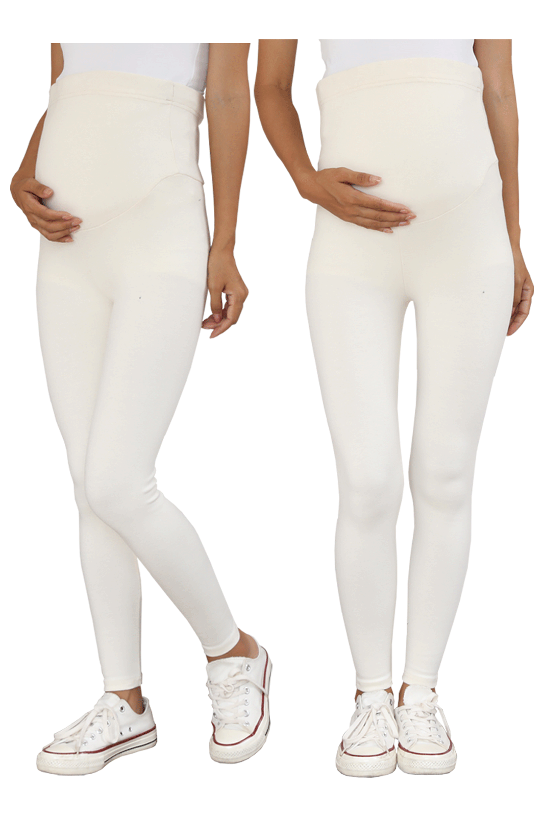 妊婦さんのための締め付けなしマタニティレギンス 産後でも履けるウエストゴム調節仕様【厚手裏起毛 春・秋・冬におすすめ】